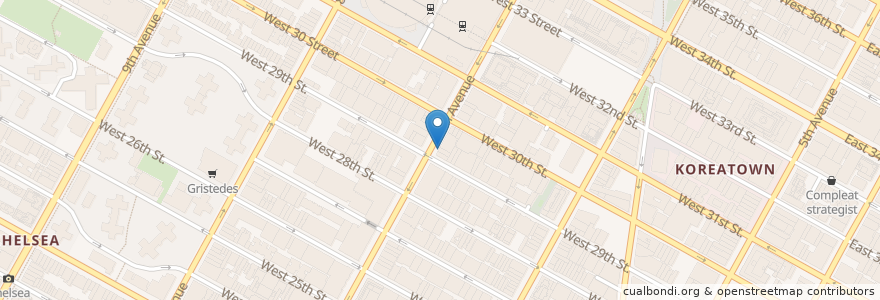 Mapa de ubicacion de Five Guys en 미국, 뉴욕, New York, New York County, Manhattan, Manhattan Community Board 5, Manhattan Community Board 4.