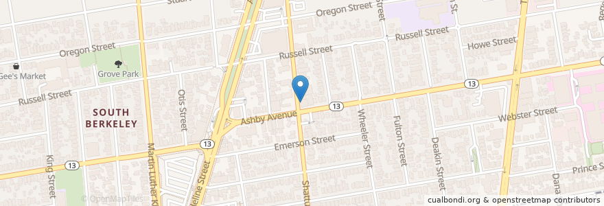 Mapa de ubicacion de Emilia's Pizzeria en United States, California, Alameda County, Berkeley.