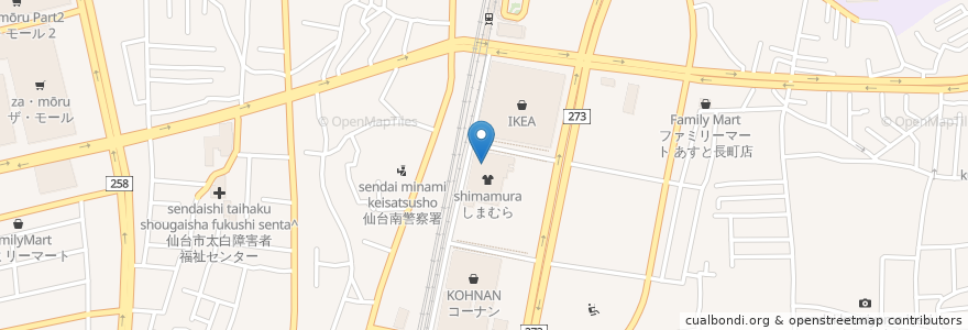 Mapa de ubicacion de サンドラッグ あすと長町店 en 日本, 宮城県, 仙台市, 太白区.