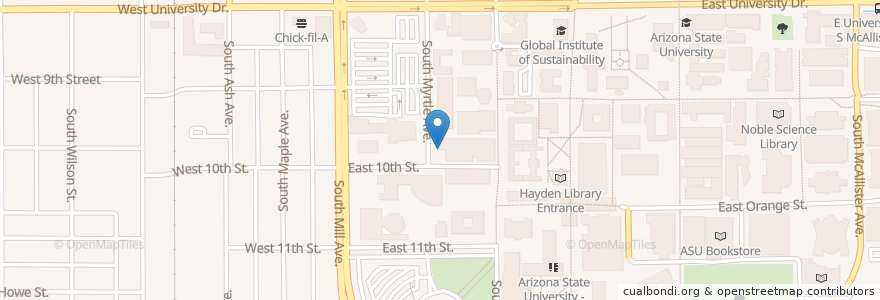 Mapa de ubicacion de School of Georaphical Sciences and Urban Planning en Vereinigte Staaten Von Amerika, Arizona, Maricopa County, Tempe.