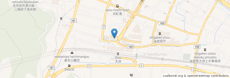 Mapa de ubicacion de 滋賀銀行 en Japón, Prefectura De Shiga, 大津市.