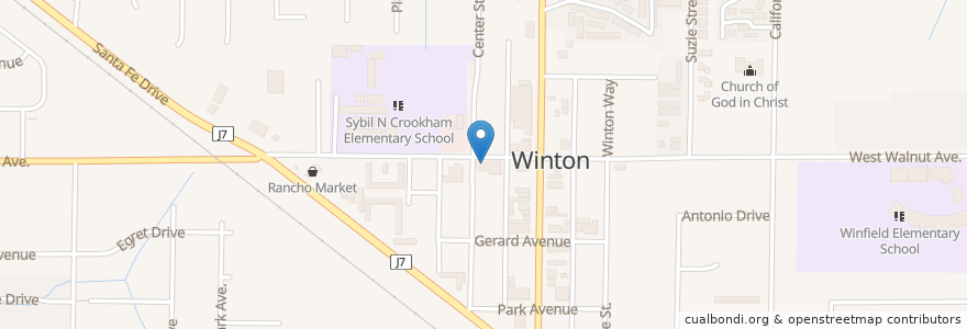 Mapa de ubicacion de Winton Branch Library en 미국, 캘리포니아주, Merced County.