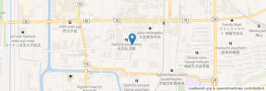 Mapa de ubicacion de 広兼神経内科 en Japonya, 京都府, 京都市, 伏見区.