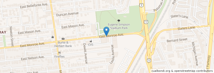 Mapa de ubicacion de Monroe Ave & Leslie Ave en アメリカ合衆国, バージニア州, Alexandria.