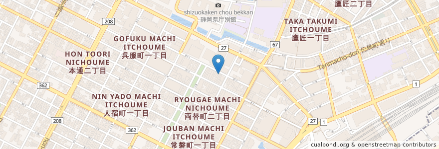 Mapa de ubicacion de とり酢&焼鳥 鳥冠 en Japan, Präfektur Shizuoka, 静岡市, 葵区.