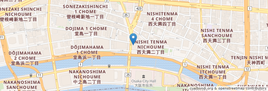 Mapa de ubicacion de 三井住友銀行 堂ビル出張所 en Japón, Prefectura De Osaka, Osaka, 北区.
