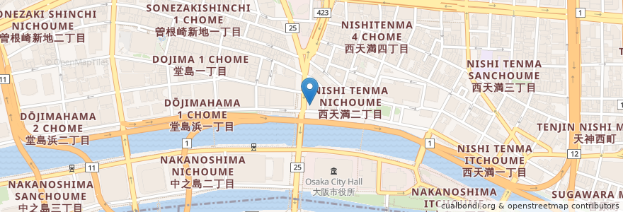 Mapa de ubicacion de 池田泉州銀行 en 일본, 오사카부, 오사카, 기타구.