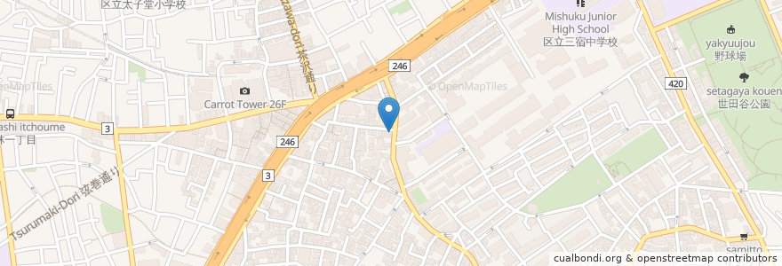 Mapa de ubicacion de 園田耳鼻咽頭科医院 en Japon, Tokyo, 世田谷区.