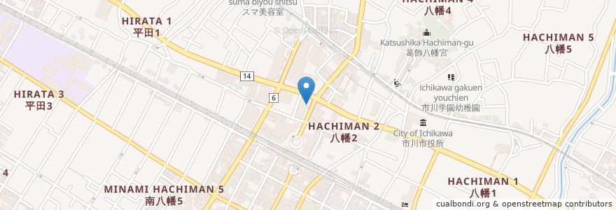 Mapa de ubicacion de ケンタッキーフライドチキン en Japonya, 千葉県, 市川市.