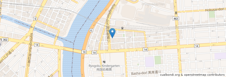 Mapa de ubicacion de 両国メンチカツ en 日本, 東京都, 墨田区.