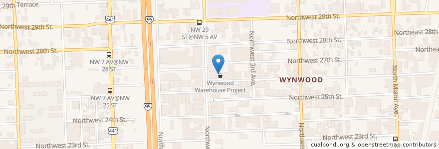 Mapa de ubicacion de Wynwood Cafe en Estados Unidos De América, Florida, Condado De Miami-Dade, Miami.