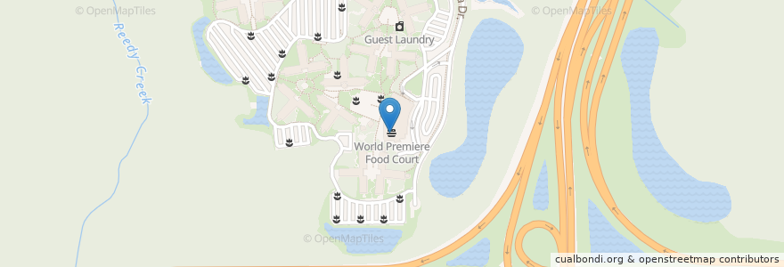 Mapa de ubicacion de World Premiere Food Court en 美利坚合众国/美利堅合眾國, 佛罗里达州/佛羅里達州, Osceola County, Reedy Creek Improvement District.