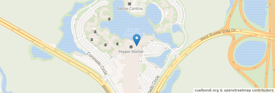 Mapa de ubicacion de Café Rix en アメリカ合衆国, フロリダ州, Reedy Creek Improvement District, オレンジ郡 (フロリダ州), Bay Lake.