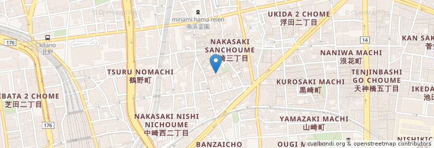 Mapa de ubicacion de サロンカフェ零 en Japan, Präfektur Osaka, 大阪市, 北区.