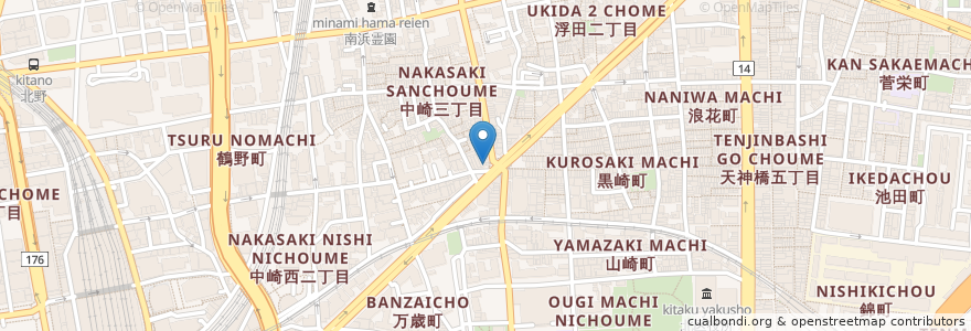 Mapa de ubicacion de Cafe Queen en Japan, 大阪府, Osaka, 北区.