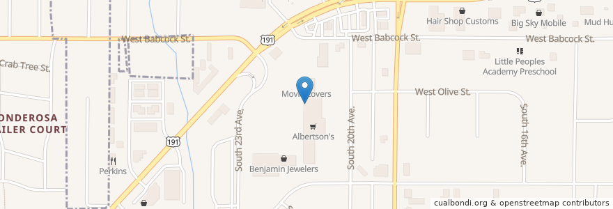 Mapa de ubicacion de Albertson's Pharmacy en 미국, 몬태나, Gallatin County, Bozeman.