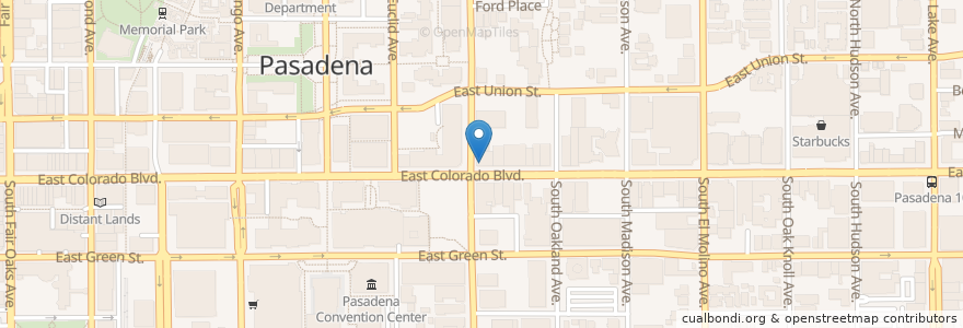 Mapa de ubicacion de Pasadena at the Terrace en الولايات المتّحدة الأمريكيّة, كاليفورنيا, مقاطعة لوس أنجلس, Pasadena.
