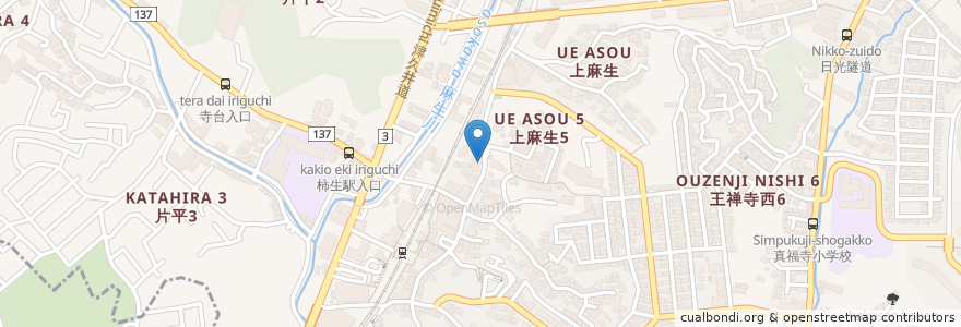 Mapa de ubicacion de 上麻生薬局 en Japan, Präfektur Kanagawa, 川崎市, 麻生区.