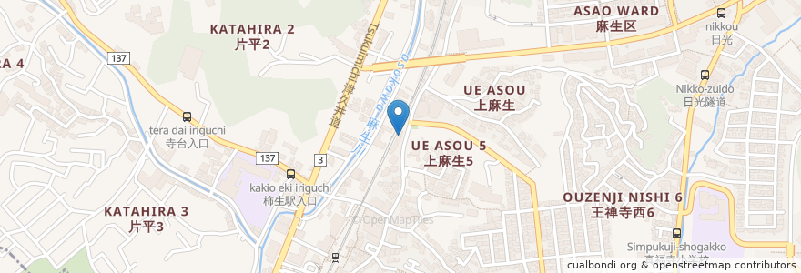 Mapa de ubicacion de たくこどもクリニック en Japonya, 神奈川県, 川崎市, 麻生区.