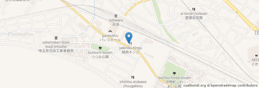 Mapa de ubicacion de 焼肉キング en Japonya, 埼玉県, 熊谷市.