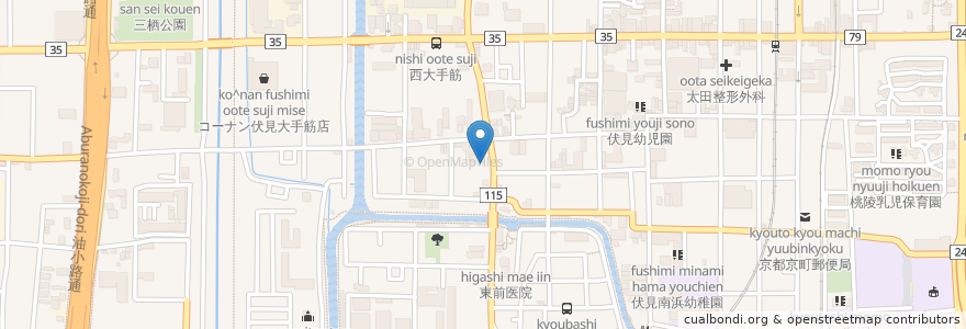 Mapa de ubicacion de アッセンブリー伏見キリスト教会 en 일본, 교토부, 京都市, 伏見区.