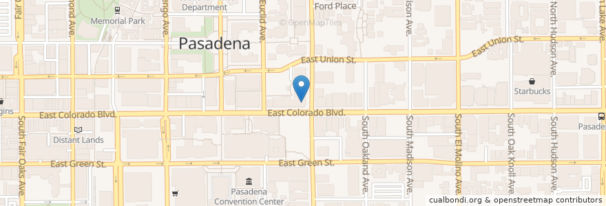Mapa de ubicacion de Bank of America en Estados Unidos Da América, Califórnia, Los Angeles County, Pasadena.