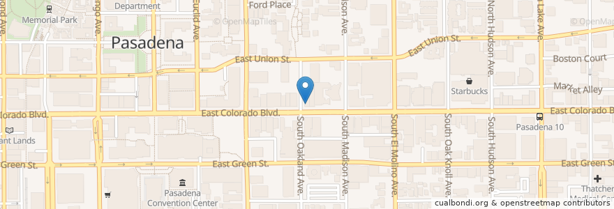 Mapa de ubicacion de Le Cordon Bleu College of Culinary Arts en 미국, 캘리포니아주, Los Angeles County, Pasadena.