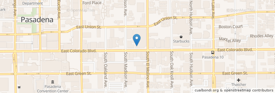 Mapa de ubicacion de Tender Greens Pasadena en Stati Uniti D'America, California, Los Angeles County, Pasadena.