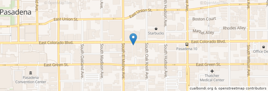 Mapa de ubicacion de Takuya Japanese Restaurant en Соединённые Штаты Америки, Калифорния, Los Angeles County, Pasadena.