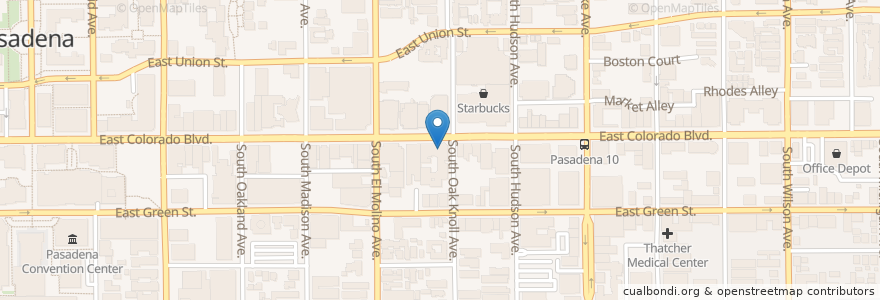 Mapa de ubicacion de U.S. Bank en アメリカ合衆国, カリフォルニア州, Los Angeles County, Pasadena.