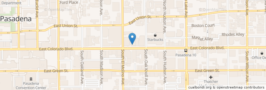 Mapa de ubicacion de Zeli Coffee Bar en United States, California, Los Angeles County, Pasadena.