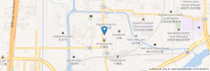 Mapa de ubicacion de コーヒーショップ はぎ en 일본, 교토부, 京都市, 伏見区.