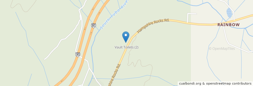 Mapa de ubicacion de Vault Toilets (2) en États-Unis D'Amérique, Californie, Placer County.