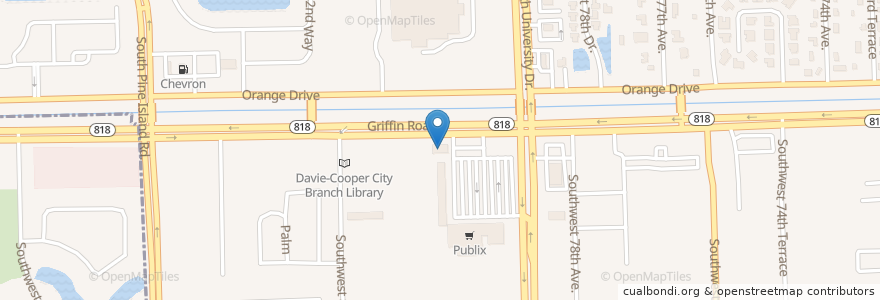 Mapa de ubicacion de Hoops Bar & Grill en ایالات متحده آمریکا, فلوریدا, Broward County, Davie.