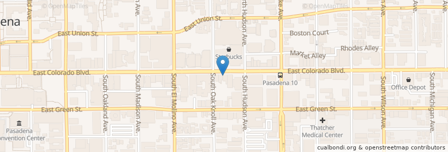 Mapa de ubicacion de eat ME up! en Соединённые Штаты Америки, Калифорния, Los Angeles County, Pasadena.