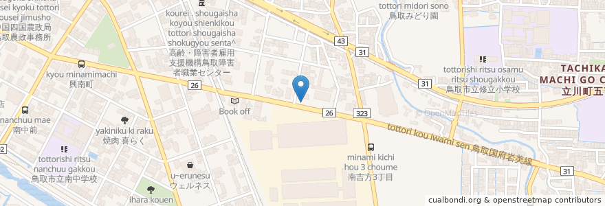 Mapa de ubicacion de 郵便ポスト en Japão, 鳥取県, 鳥取市.
