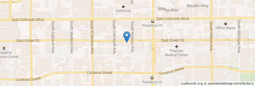 Mapa de ubicacion de Tarantino's Pizzeria en Estados Unidos De América, California, Los Angeles County, Pasadena.