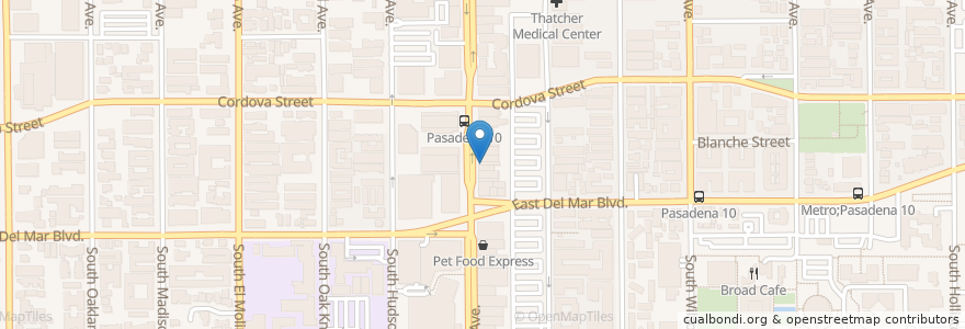 Mapa de ubicacion de First Financial Credit Union en Stati Uniti D'America, California, Los Angeles County, Pasadena.