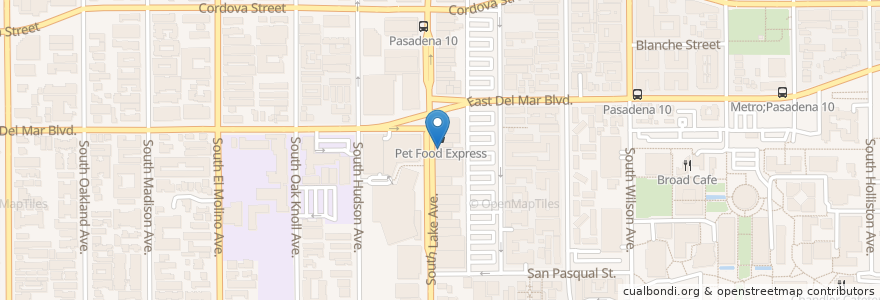 Mapa de ubicacion de Trattoria Neapolis en Amerika Syarikat, California, Los Angeles County, Pasadena.