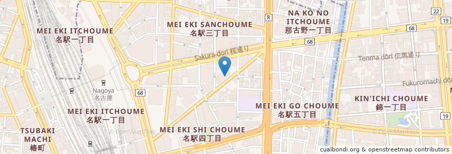 Mapa de ubicacion de くろ・とんラーメン黒兵衛 en Japan, 愛知県, Nagoya, 中村区.
