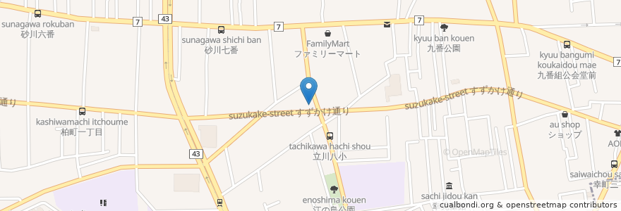Mapa de ubicacion de 山田うどん en 日本, 東京都, 立川市.
