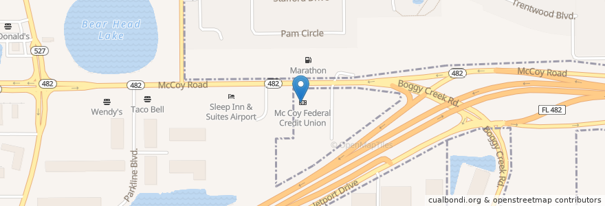 Mapa de ubicacion de McCoy Federal Credit Union en États-Unis D'Amérique, Floride, Comté D'Orange, Belle Isle.