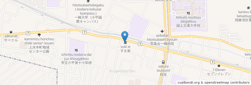 Mapa de ubicacion de すき家 en 일본, 도쿄도, 小平市.
