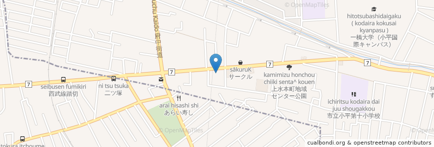 Mapa de ubicacion de アイウォッシュパーク en Japonya, 東京都, 国分寺市, 小平市.