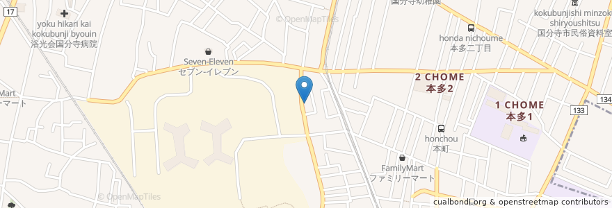 Mapa de ubicacion de TABASA en ژاپن, 東京都, 国分寺市.