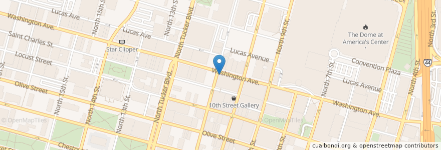 Mapa de ubicacion de Stanleys Cigar Lounge en Vereinigte Staaten Von Amerika, Missouri, City Of Saint Louis, St. Louis.