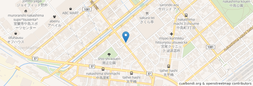 Mapa de ubicacion de やきとり どんべえ en 日本, 北海道, 膽振綜合振興局, 室蘭市.