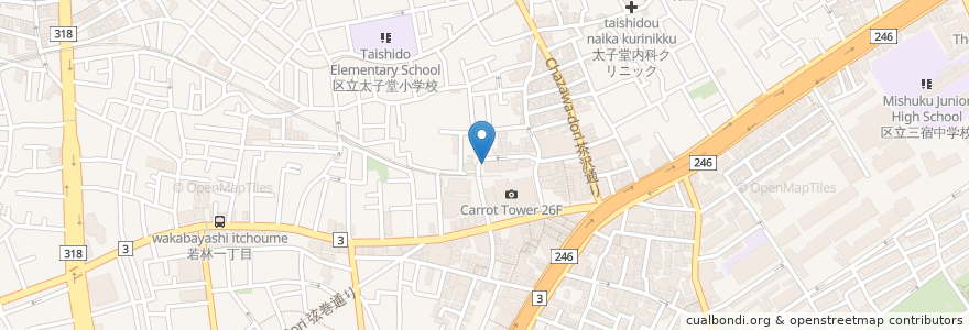 Mapa de ubicacion de キャロットタワー地下駐輪場 en Japão, Tóquio, 世田谷区.