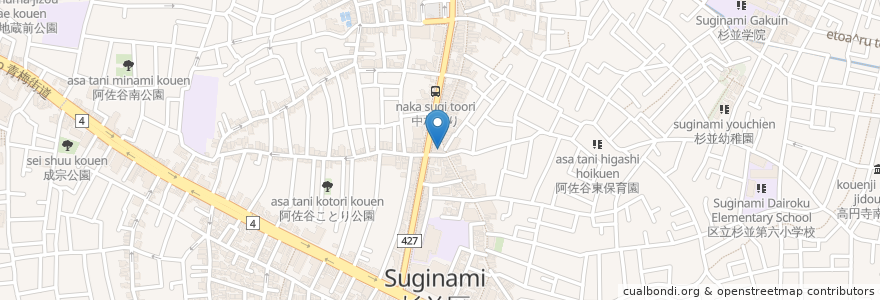 Mapa de ubicacion de 中央整骨院 en Japonya, 東京都, 杉並区.