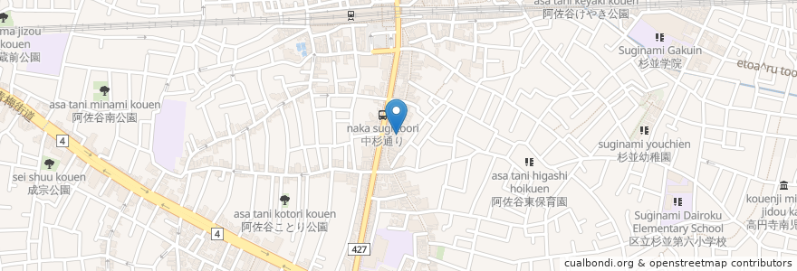 Mapa de ubicacion de 江戸や鮨八 en Japonya, 東京都, 杉並区.